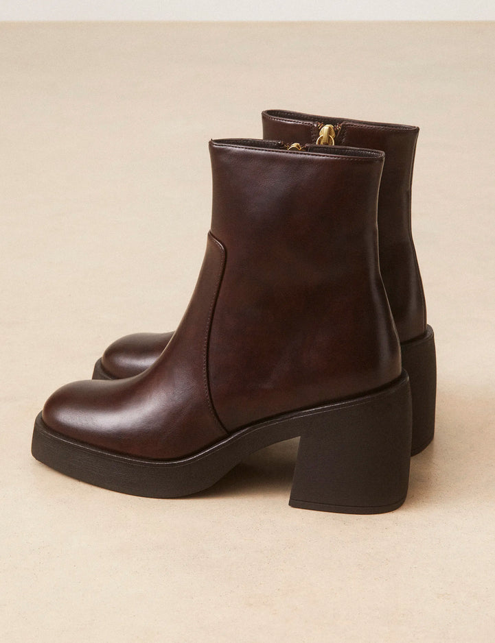Bottines À Talons Cuir Marron Chocolat - Numéro 582 - Rivecour