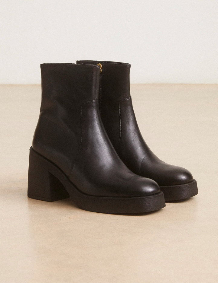 Bottines À Talons Cuir Nappa Noir - Numéro 582 - Rivecour