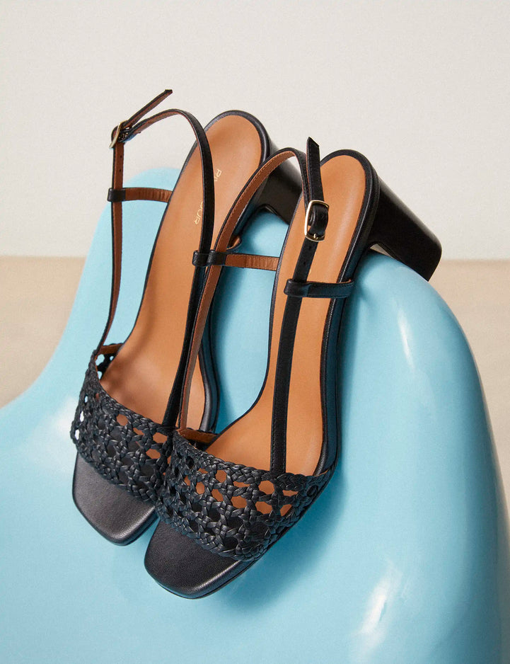 Sandals À Talons Leather Nappa Black - Numéro 592 - Rivecour