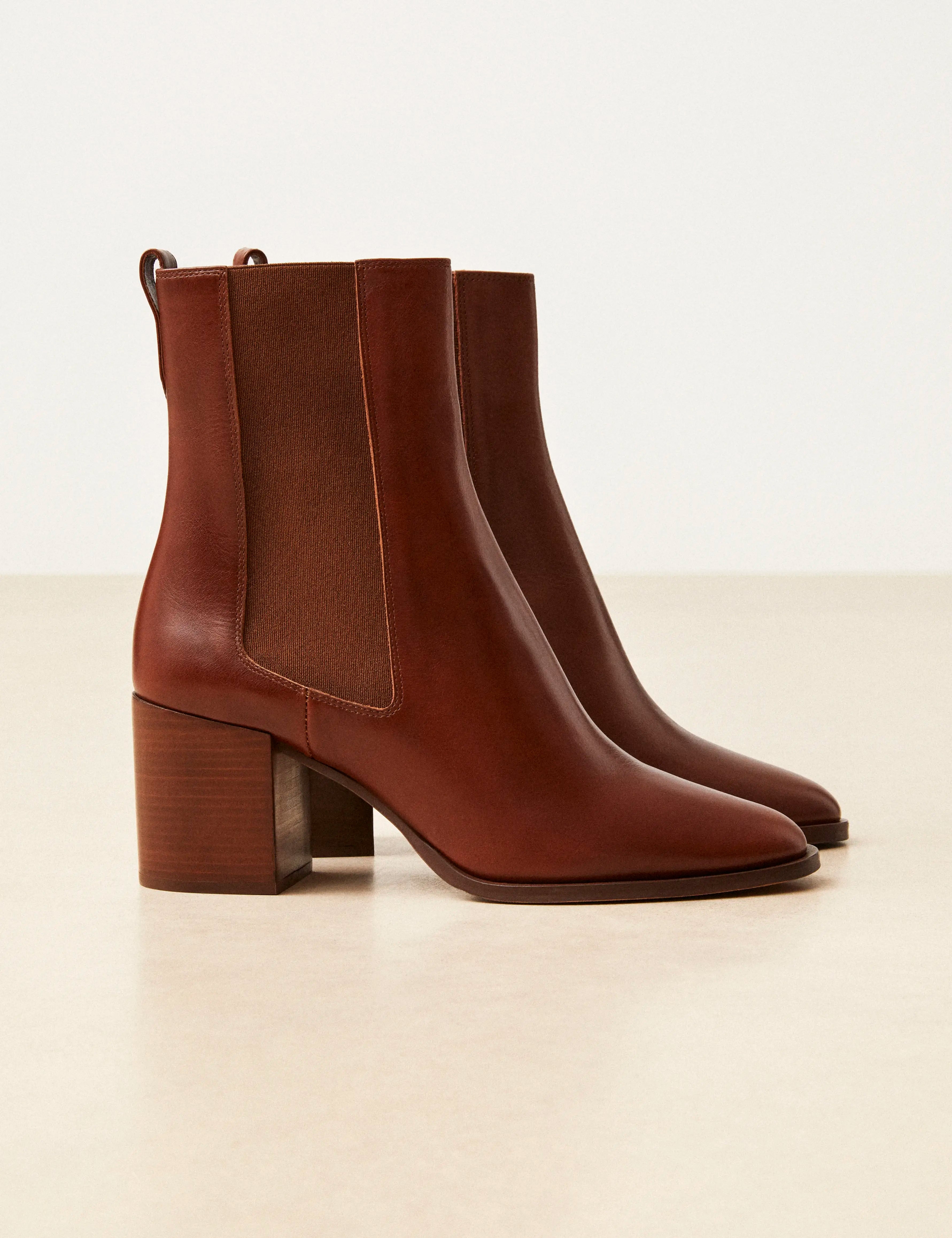 Bottines À Talons Cuir Cognac - Numéro 663 - Rivecour