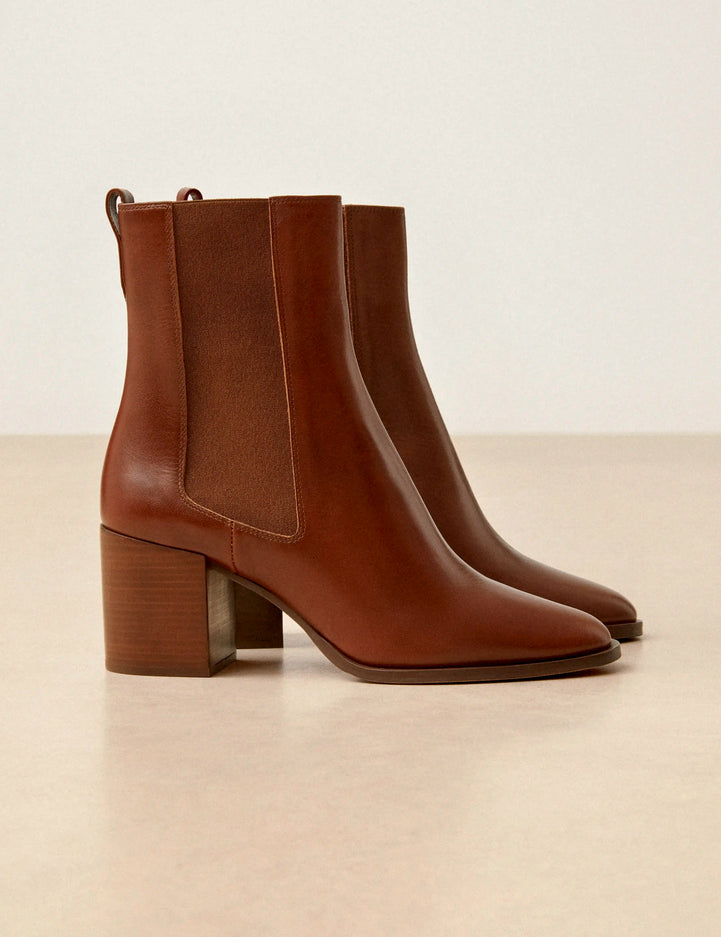 Bottines À Talons Cuir Cognac - Numéro 663 - Rivecour