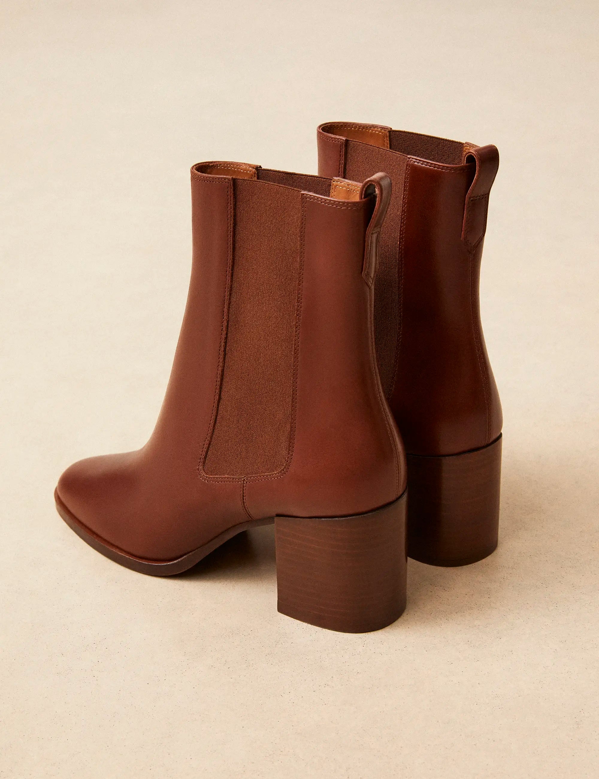 Bottines À Talons Cuir Cognac - Numéro 663 - Rivecour