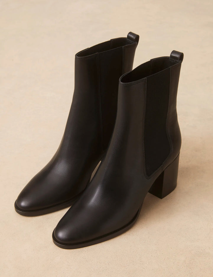 Bottines À Talons Cuir Noir - Numéro 663 - Rivecour