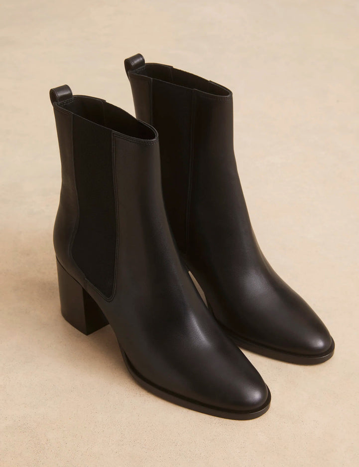 Bottines À Talons Cuir Noir - Numéro 663 - Rivecour