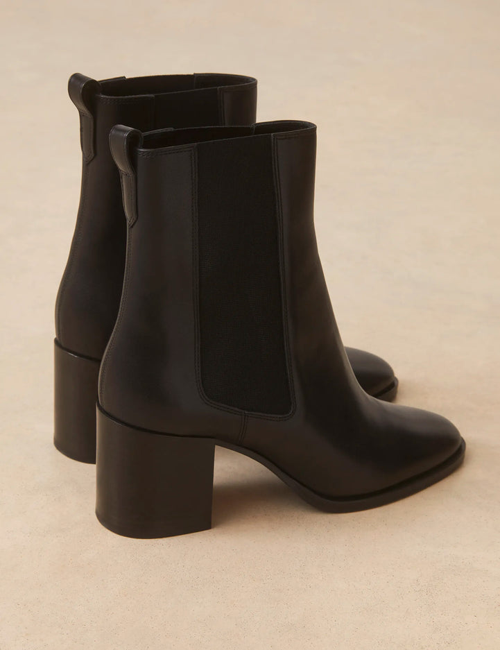 Bottines À Talons Cuir Noir - Numéro 663 - Rivecour