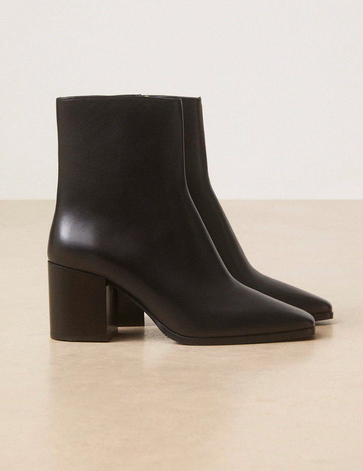 Bottines À Talons Cuir Noir - Numéro 670 - Rivecour