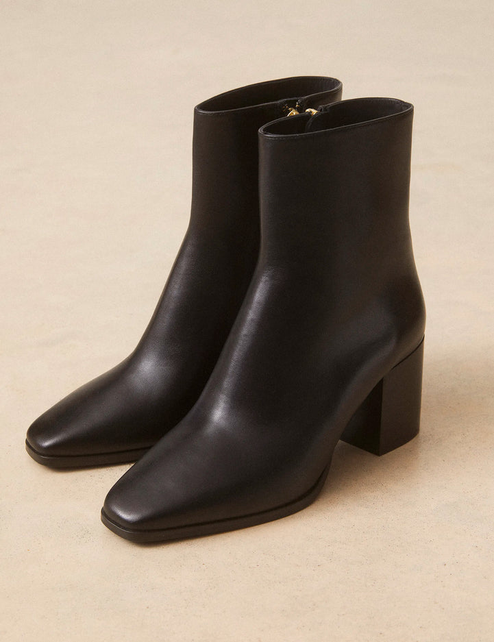Bottines À Talons Cuir Noir - Numéro 670 - Rivecour