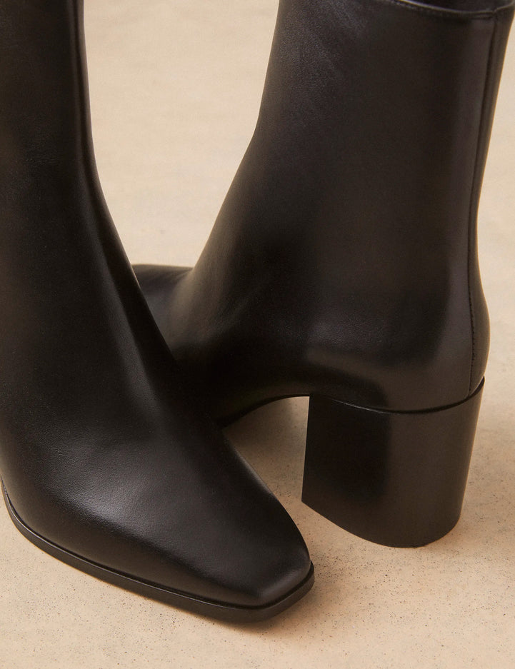 Bottines À Talons Cuir Noir - Numéro 670 - Rivecour