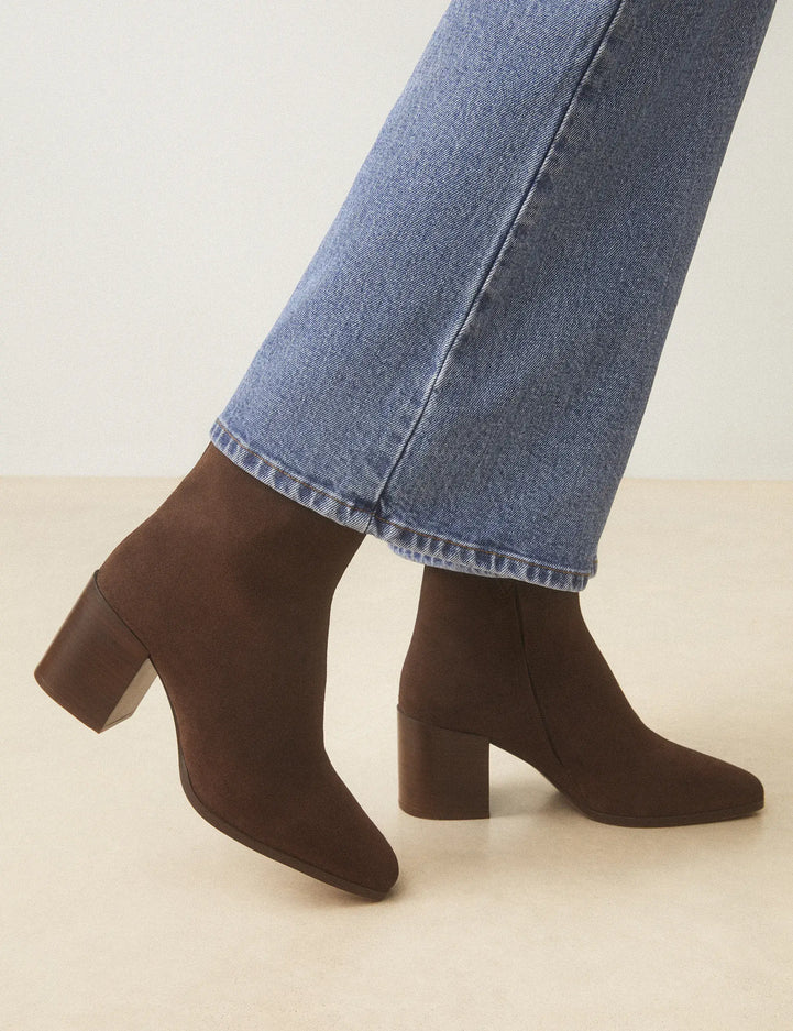 Bottines À Talons Suède Marron Chocolat - Numéro 670 - Rivecour