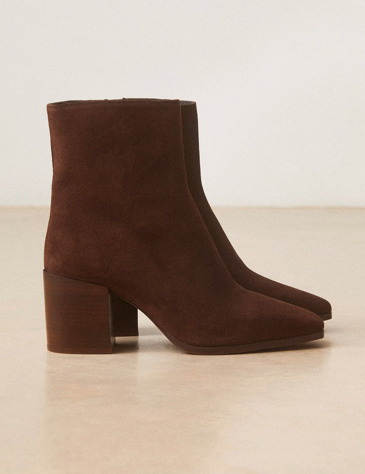 Bottines À Talons Suède Marron Chocolat - Numéro 670 - Rivecour