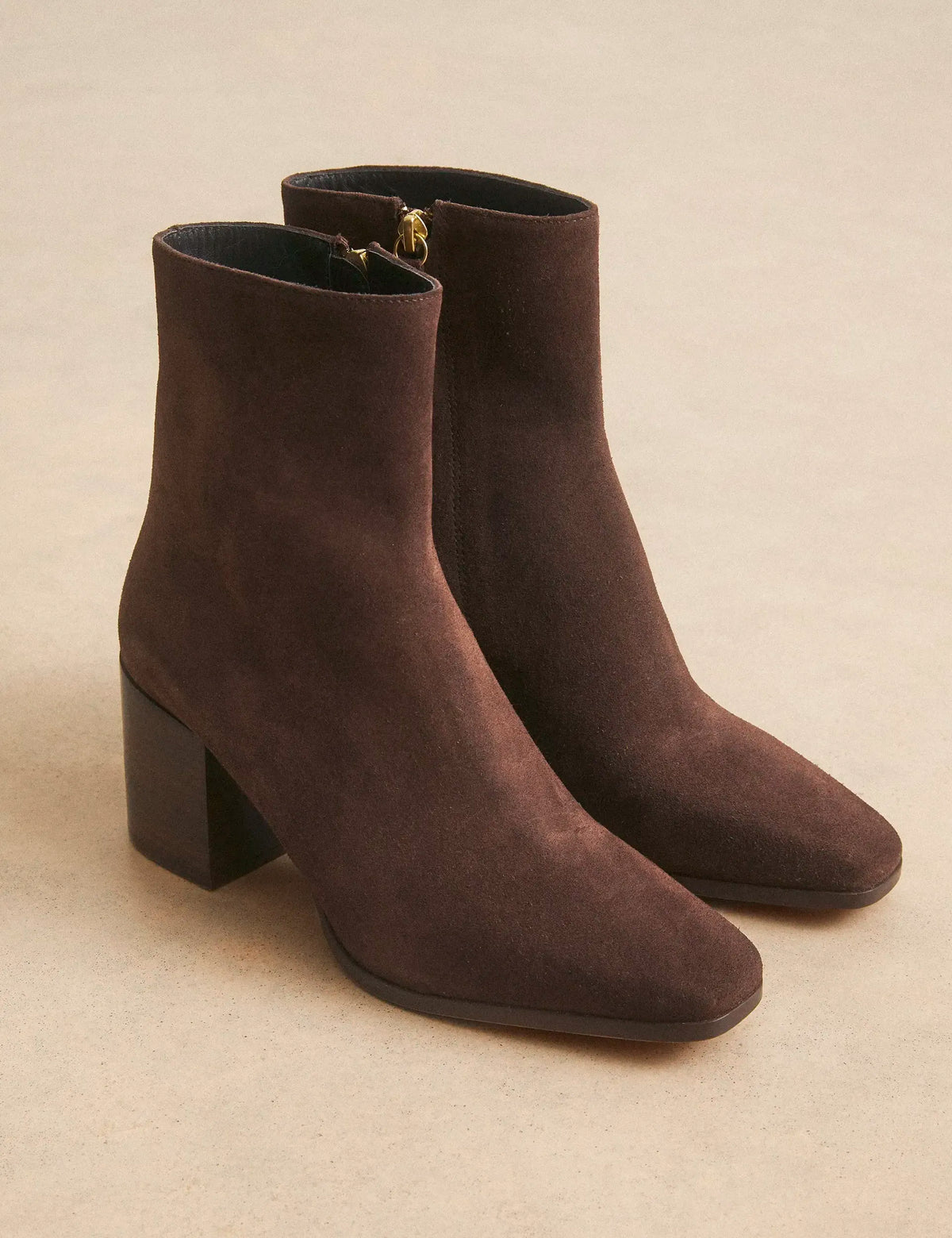 Bottines À Talons Suède Marron Chocolat - Numéro 670 - Rivecour