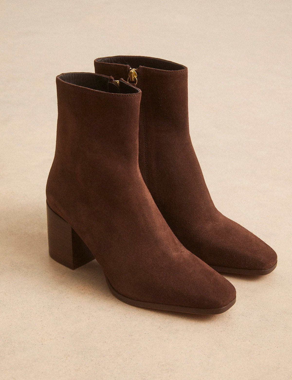 Bottines À Talons Suède Marron Chocolat - Numéro 670 - Rivecour