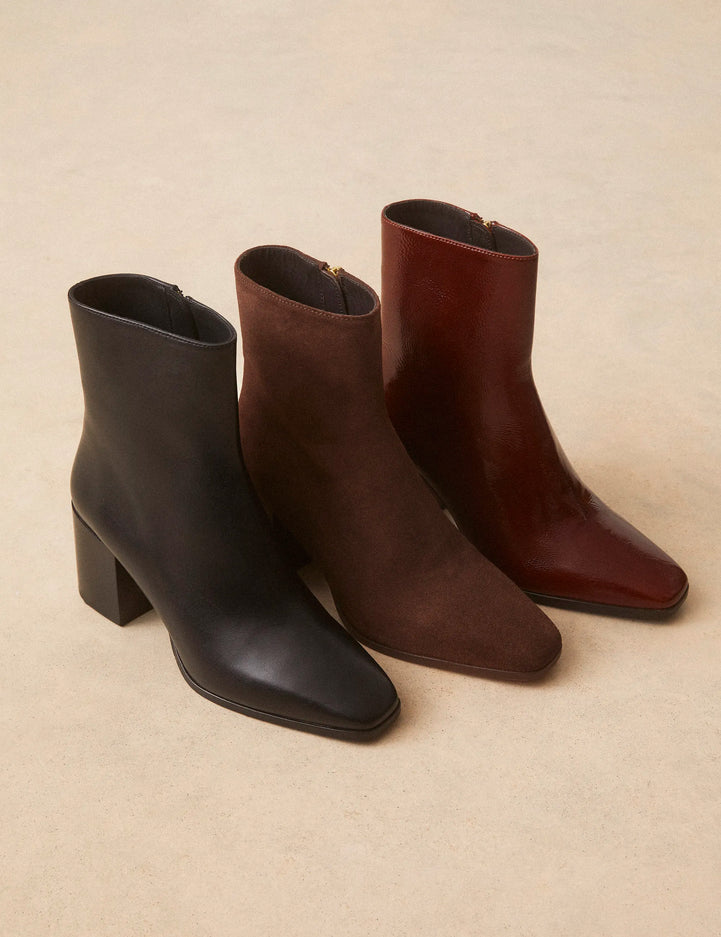 Bottines À Talons Suède Marron Chocolat - Numéro 670 - Rivecour