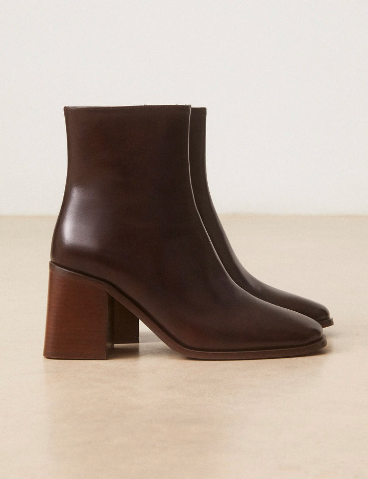 Bottines À Talons Cuir Marron Chocolat - Numéro 707 - Rivecour