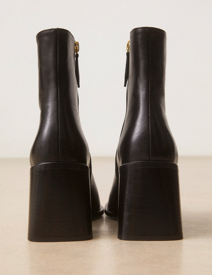 Bottines À Talons Cuir Noir - Numéro 707 - Rivecour