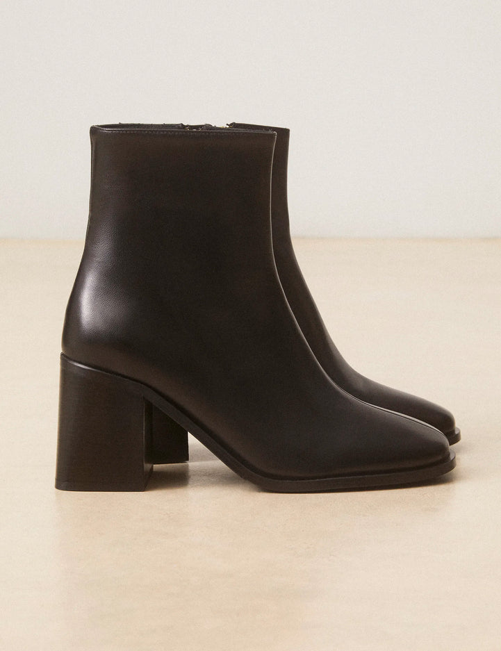 Bottines À Talons Cuir Noir - Numéro 707 - Rivecour