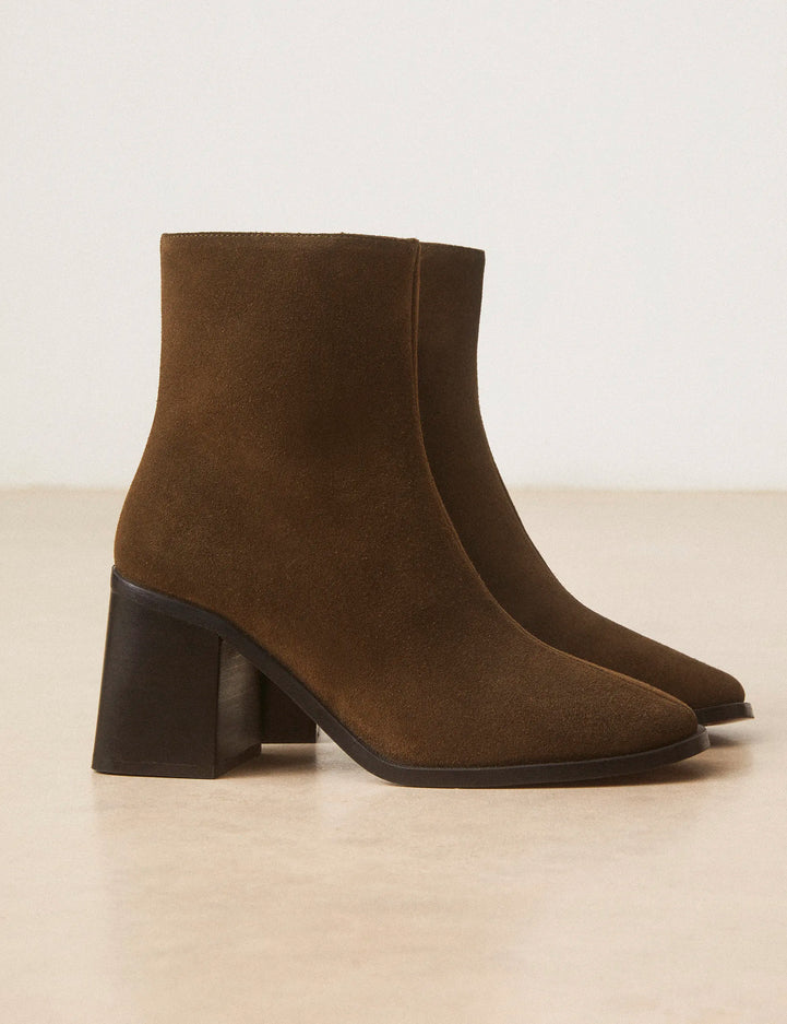 Bottines À Talons Suède Kaki - Numéro 707 - Rivecour