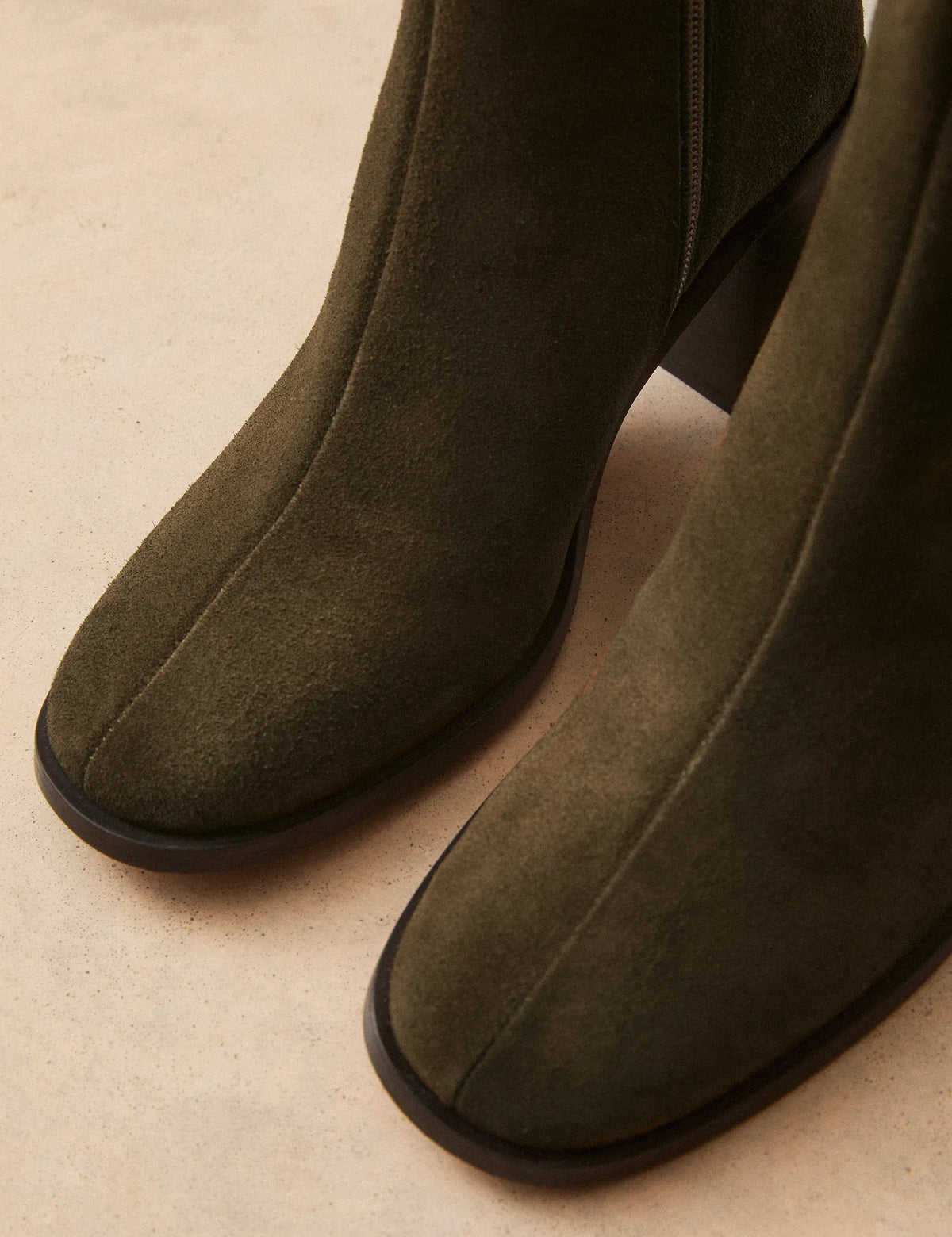Bottines À Talons Suède Kaki - Numéro 707 - Rivecour