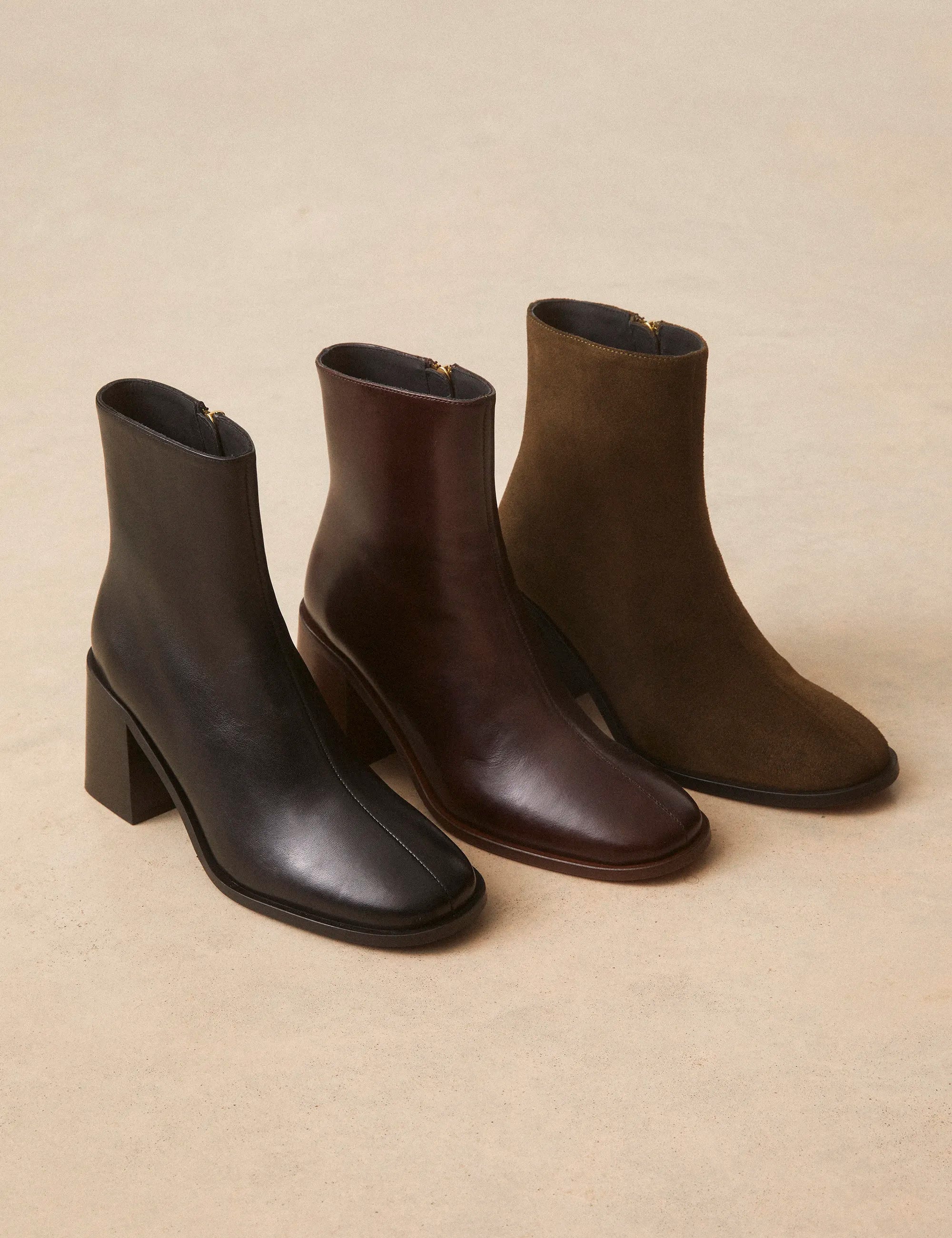 Bottines À Talons Cuir Marron Chocolat - Numéro 707 - Rivecour