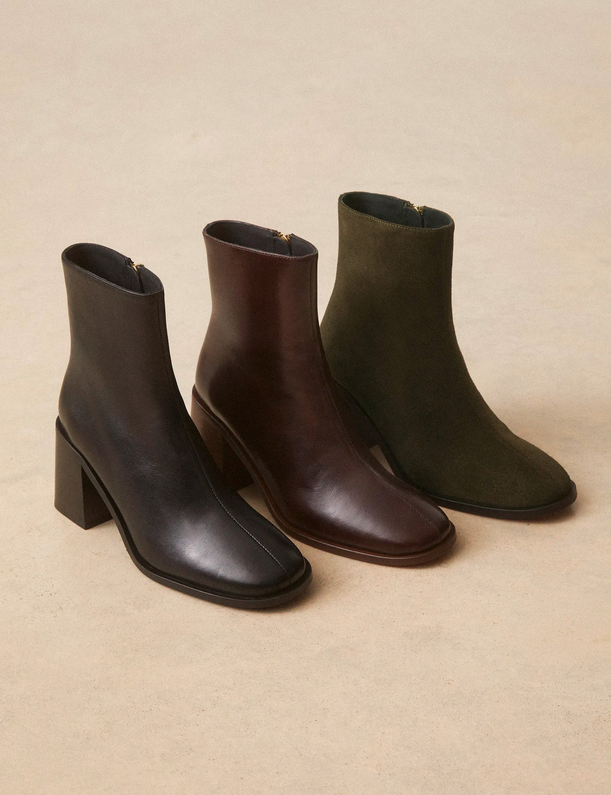Bottines À Talons Suède Kaki - Numéro 707 - Rivecour