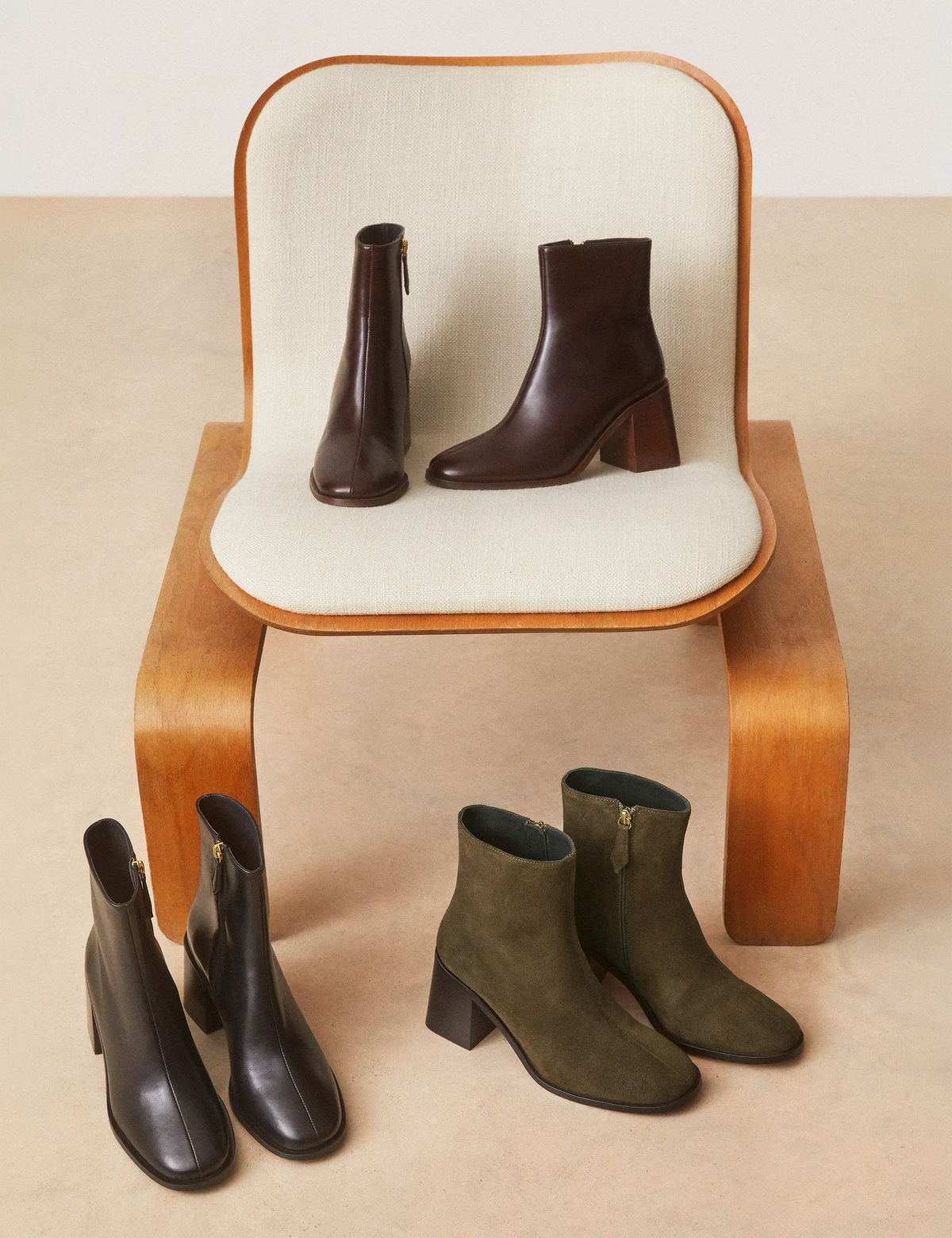 Bottines À Talons Suède Kaki - Numéro 707 - Rivecour