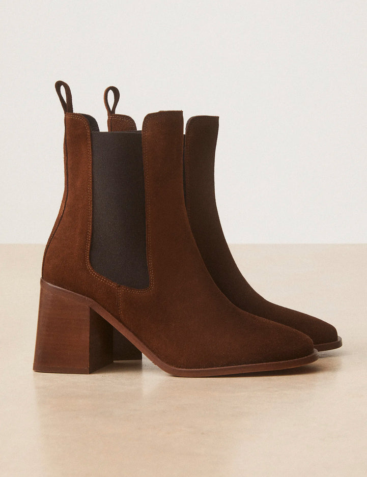 Bottines À Talons Suède Noisette - Numéro 708 - Rivecour