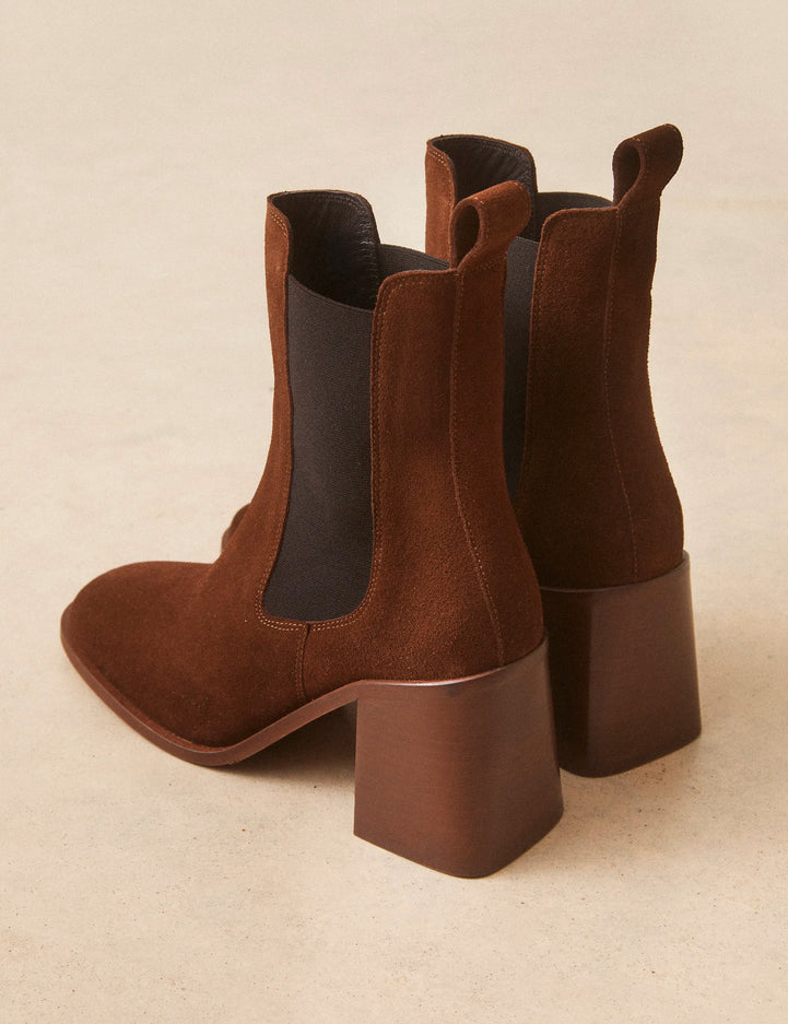Bottines À Talons Suède Noisette - Numéro 708 - Rivecour