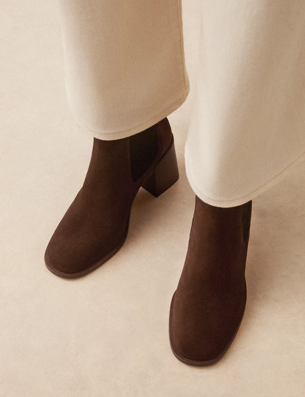 Bottines À Talons Suède Noisette - Numéro 708 - Rivecour