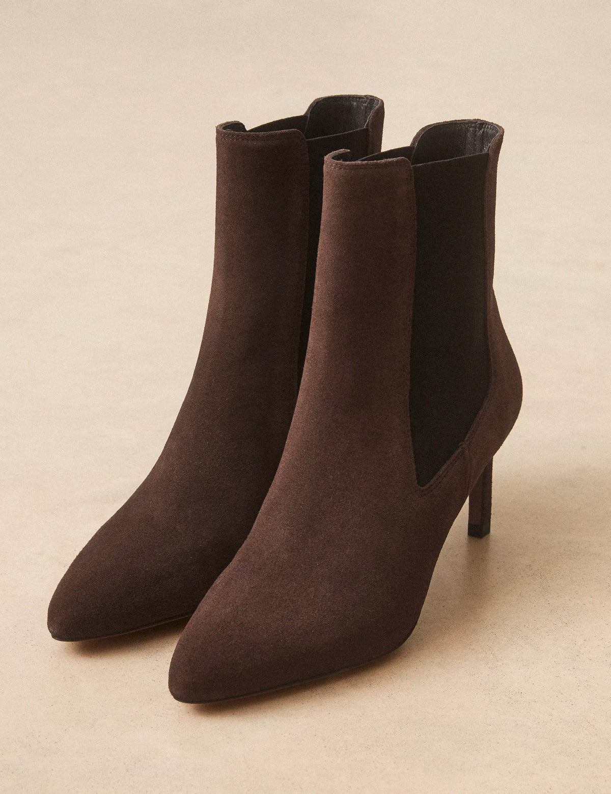 Bottines À Talons Suède Marron Chocolat - Numéro 711 - Rivecour