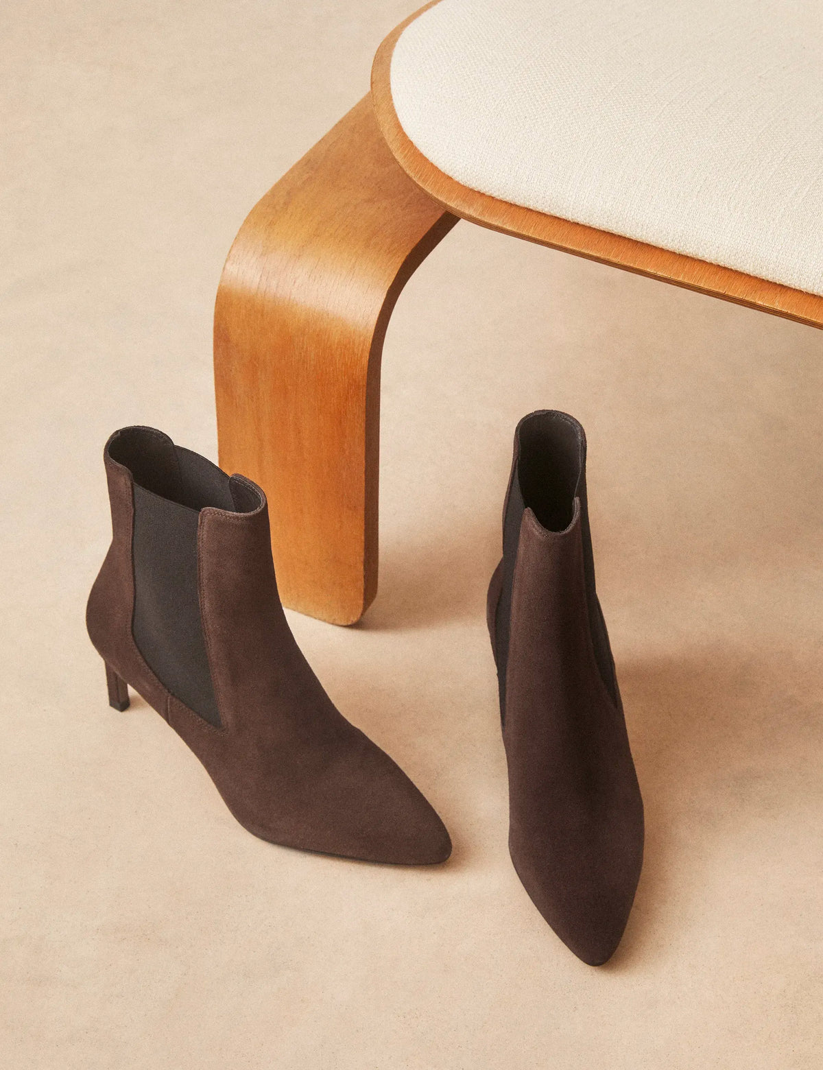 Bottines À Talons Suède Marron Chocolat - Numéro 711 - Rivecour