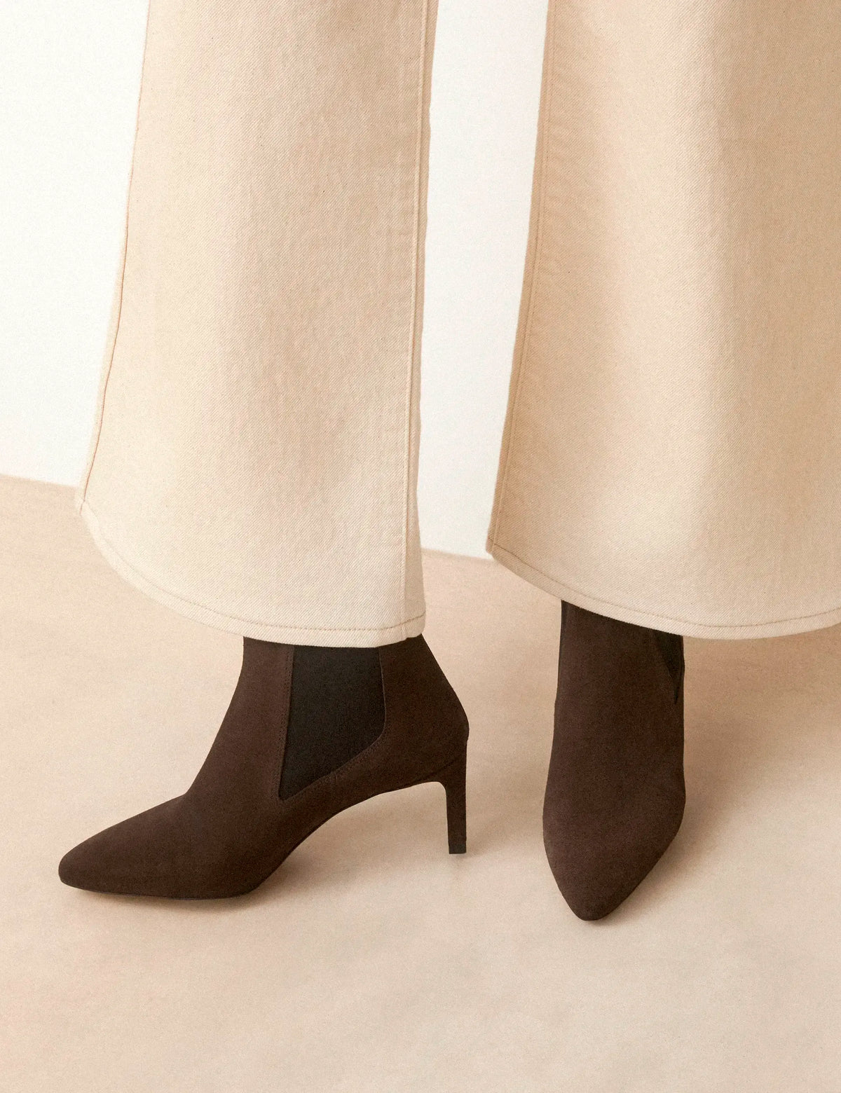 Bottines À Talons Suède Marron Chocolat - Numéro 711 - Rivecour