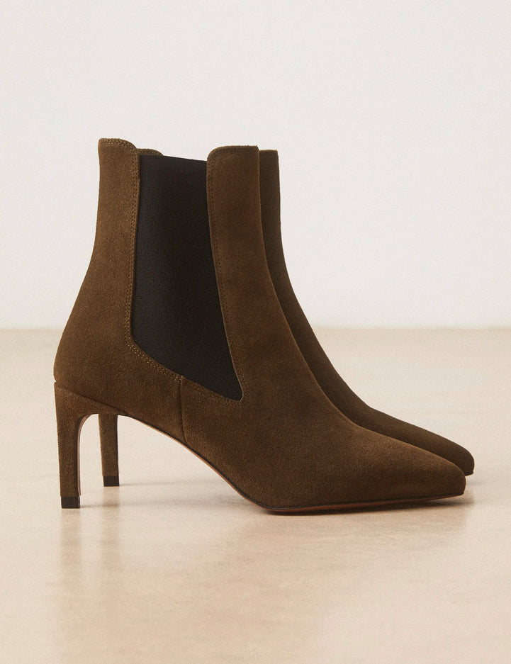 Bottines À Talons Suède Kaki - Numéro 711 - Rivecour
