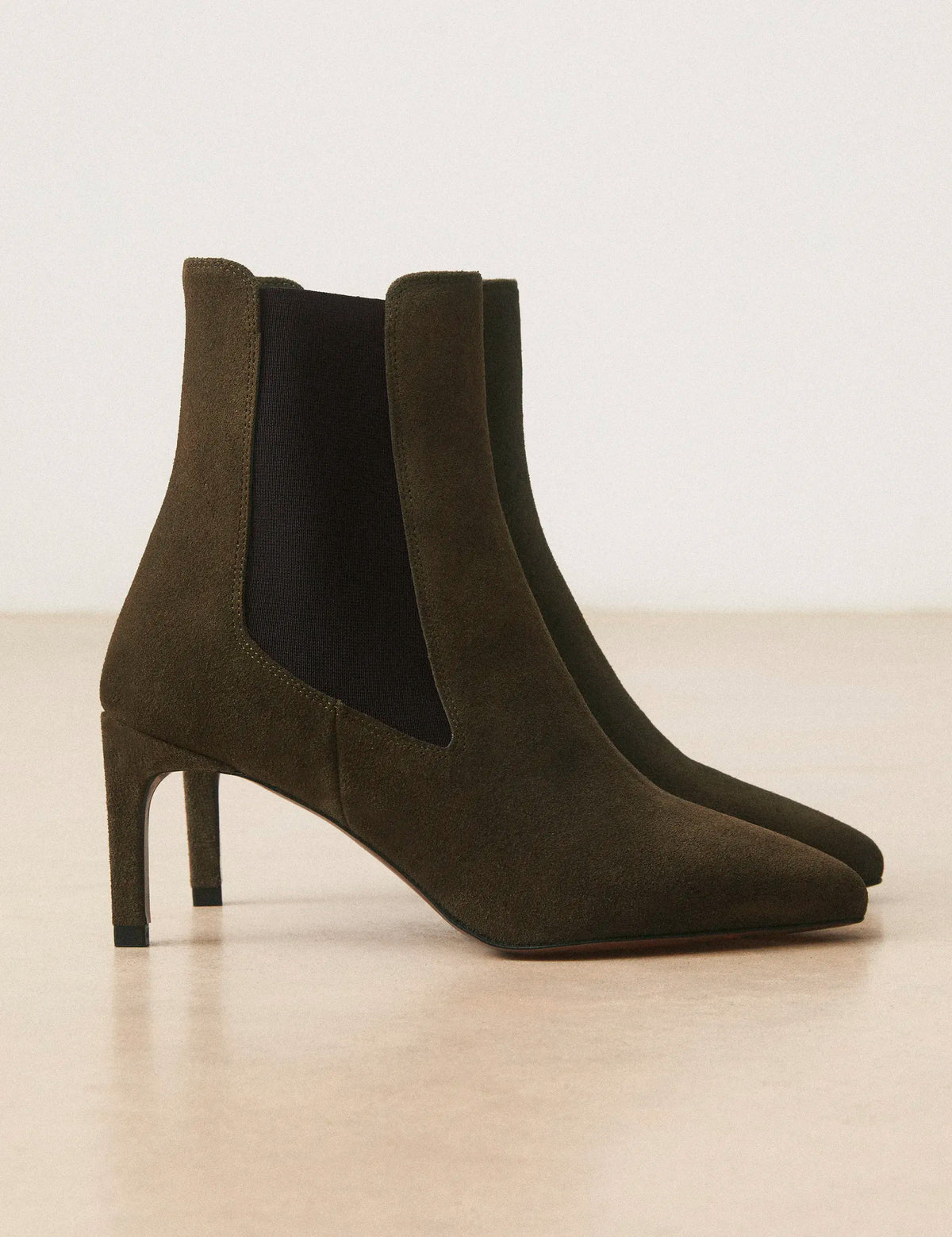Bottines À Talons Suède Kaki - Numéro 711 - Rivecour