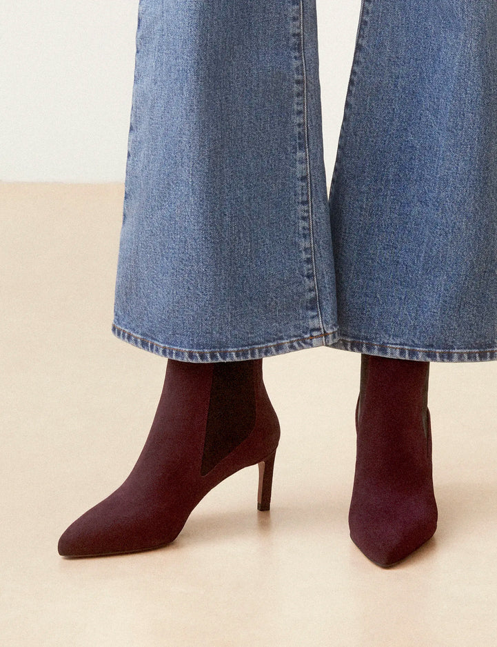 Bottines À Talons Suède Aubergine - Numéro 711 - Rivecour