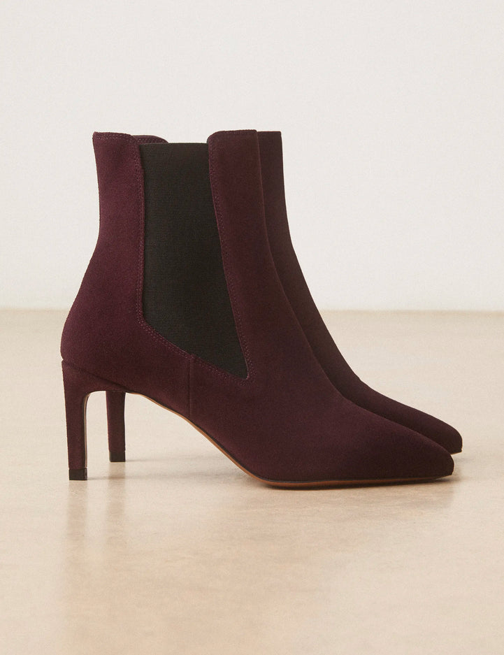 Bottines À Talons Suède Aubergine - Numéro 711 - Rivecour