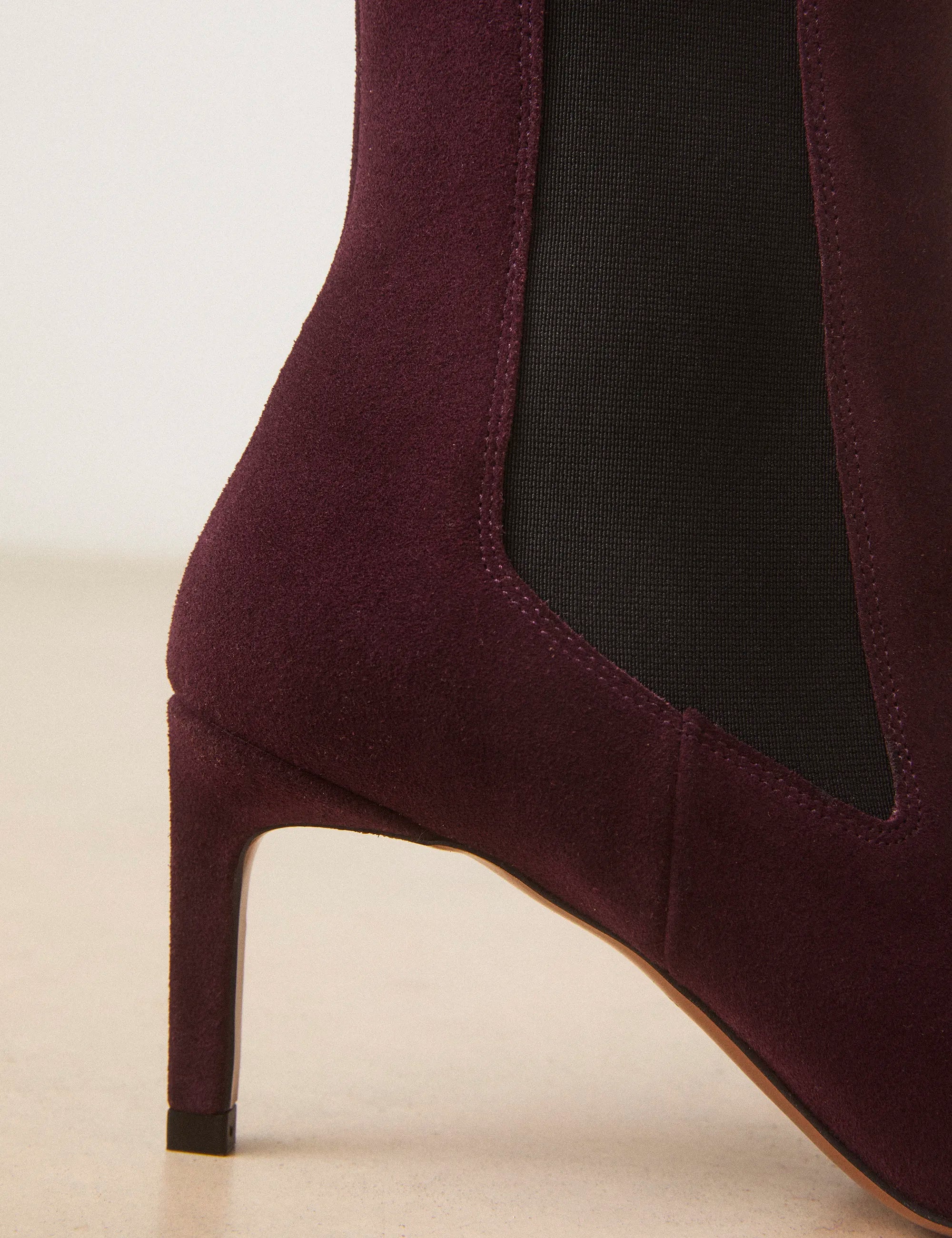 Bottines À Talons Suède Aubergine - Numéro 711 - Rivecour