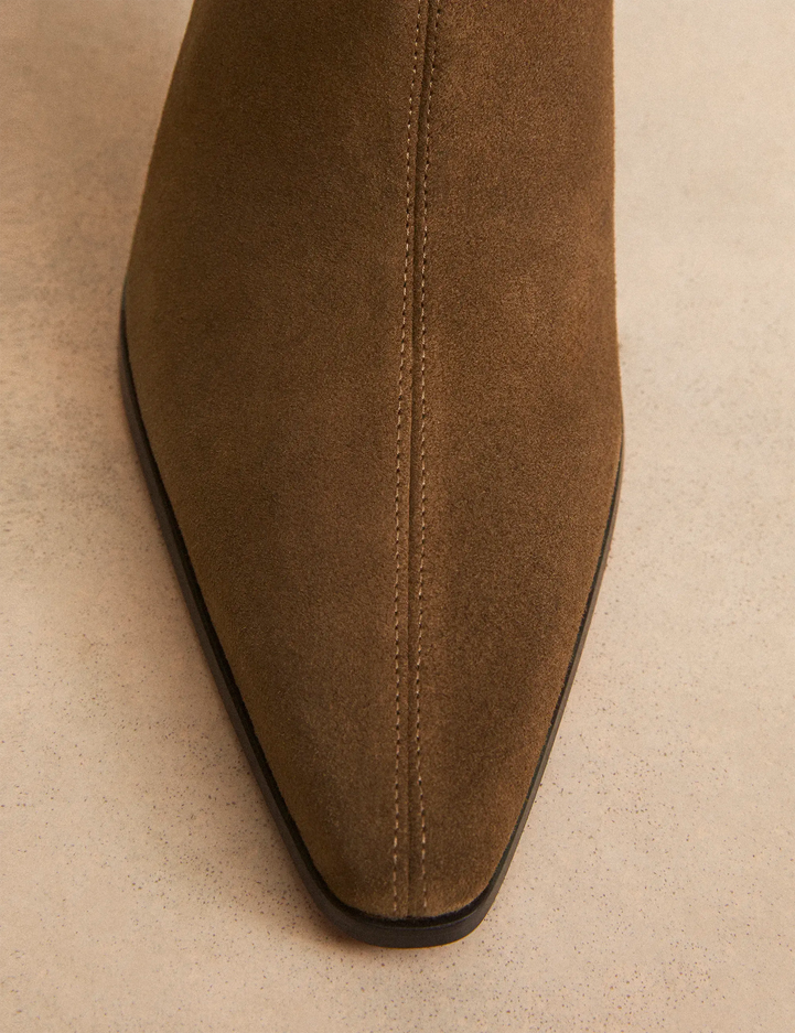 Bottines À Talons Suède Brun - Numéro 713 - Rivecour
