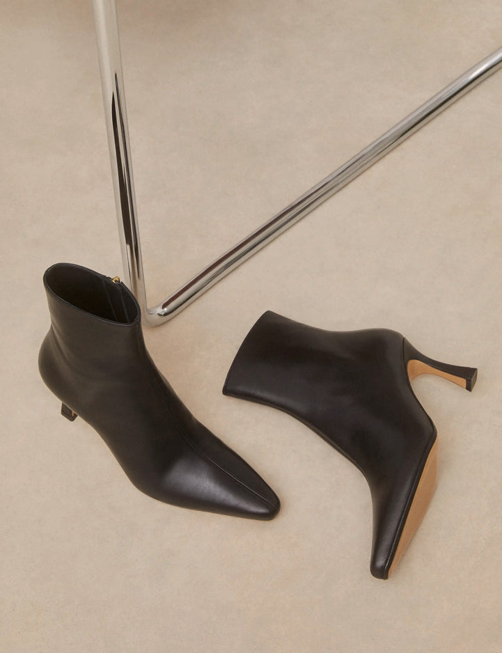 Bottines À Talons Cuir Nappa Noir - Numéro 713 - Rivecour