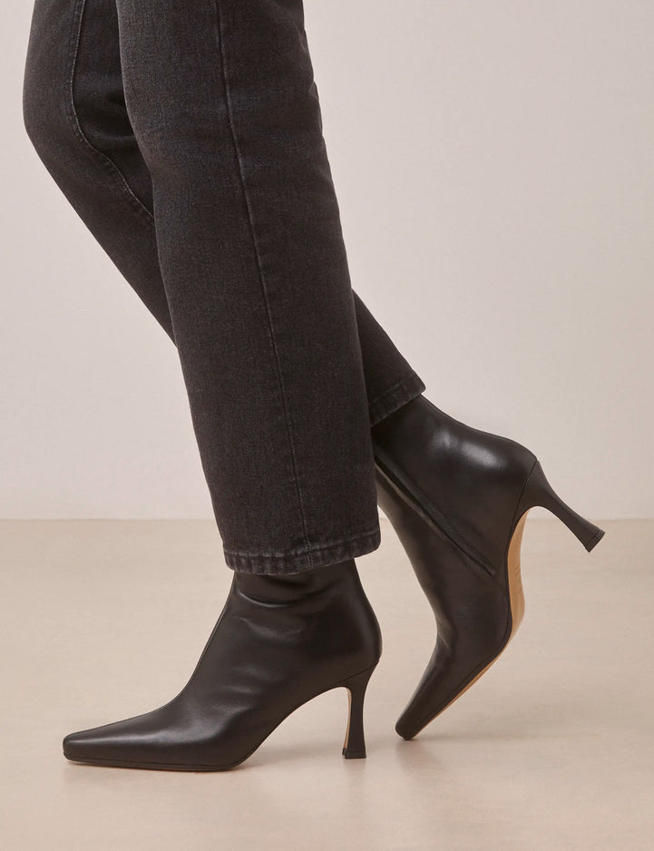 Bottines À Talons Cuir Nappa Noir - Numéro 713 - Rivecour