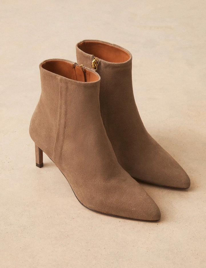 Bottines À Talons Suède Taupe - Numéro 720 - Rivecour