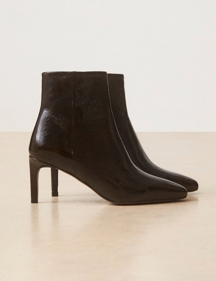 Bottines À Talons Cuir Vernis Kaki - Numéro 720 - Rivecour