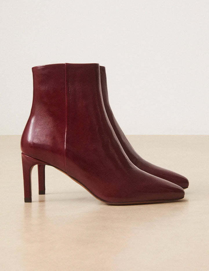 Bottines À Talons Cuir Vernis Bordeaux - Numéro 720 - Rivecour