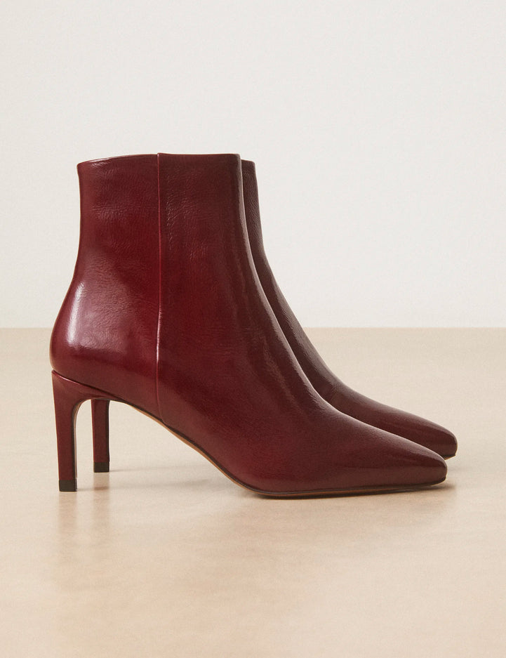 Bottines À Talons Cuir Vernis Bordeaux - Numéro 720 - Rivecour
