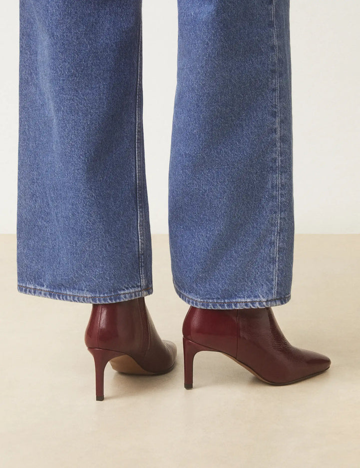 Bottines À Talons Cuir Vernis Bordeaux - Numéro 720 - Rivecour