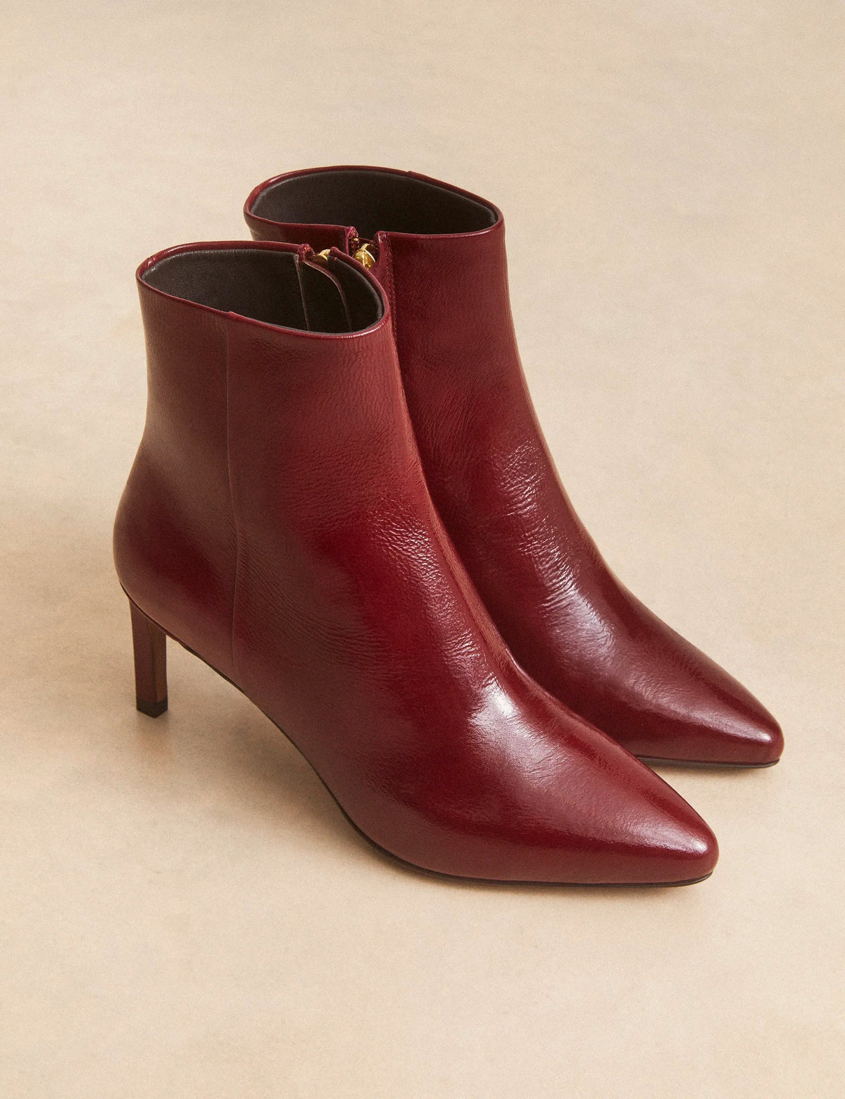Bottines À Talons Cuir Vernis Bordeaux - Numéro 720 - Rivecour
