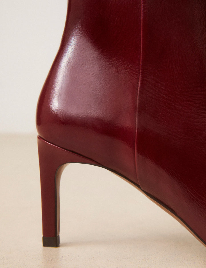 Bottines À Talons Cuir Vernis Bordeaux - Numéro 720 - Rivecour
