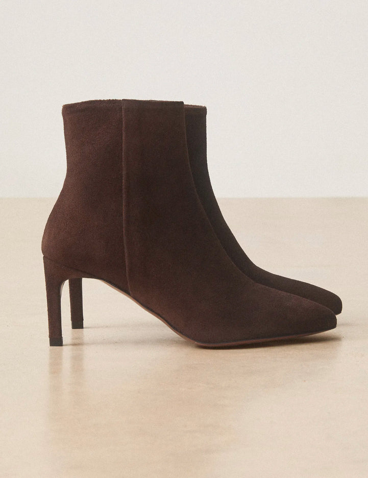 Bottines À Talons Suède Marron Chocolat - Numéro 720 - Rivecour