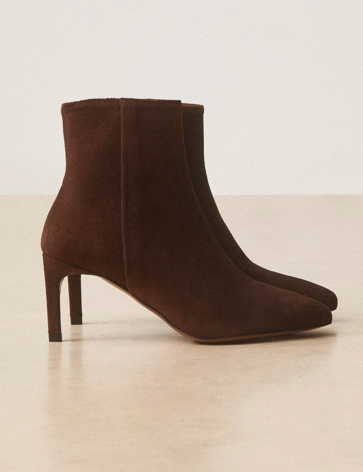 Bottines À Talons Suède Marron Chocolat - Numéro 720 - Rivecour