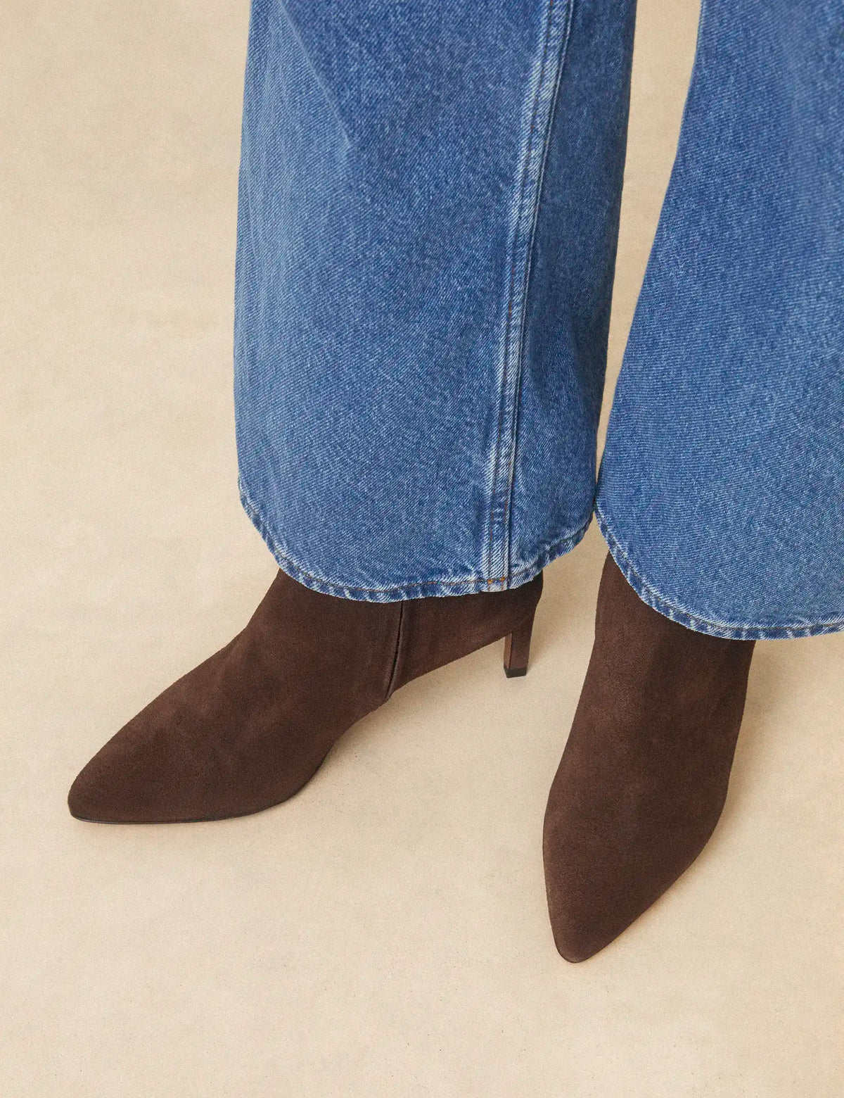 Bottines À Talons Suède Marron Chocolat - Numéro 720 - Rivecour