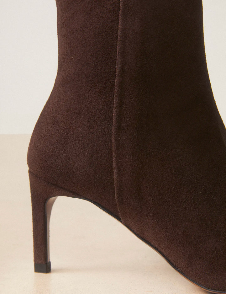 Bottines À Talons Suède Marron Chocolat - Numéro 720 - Rivecour